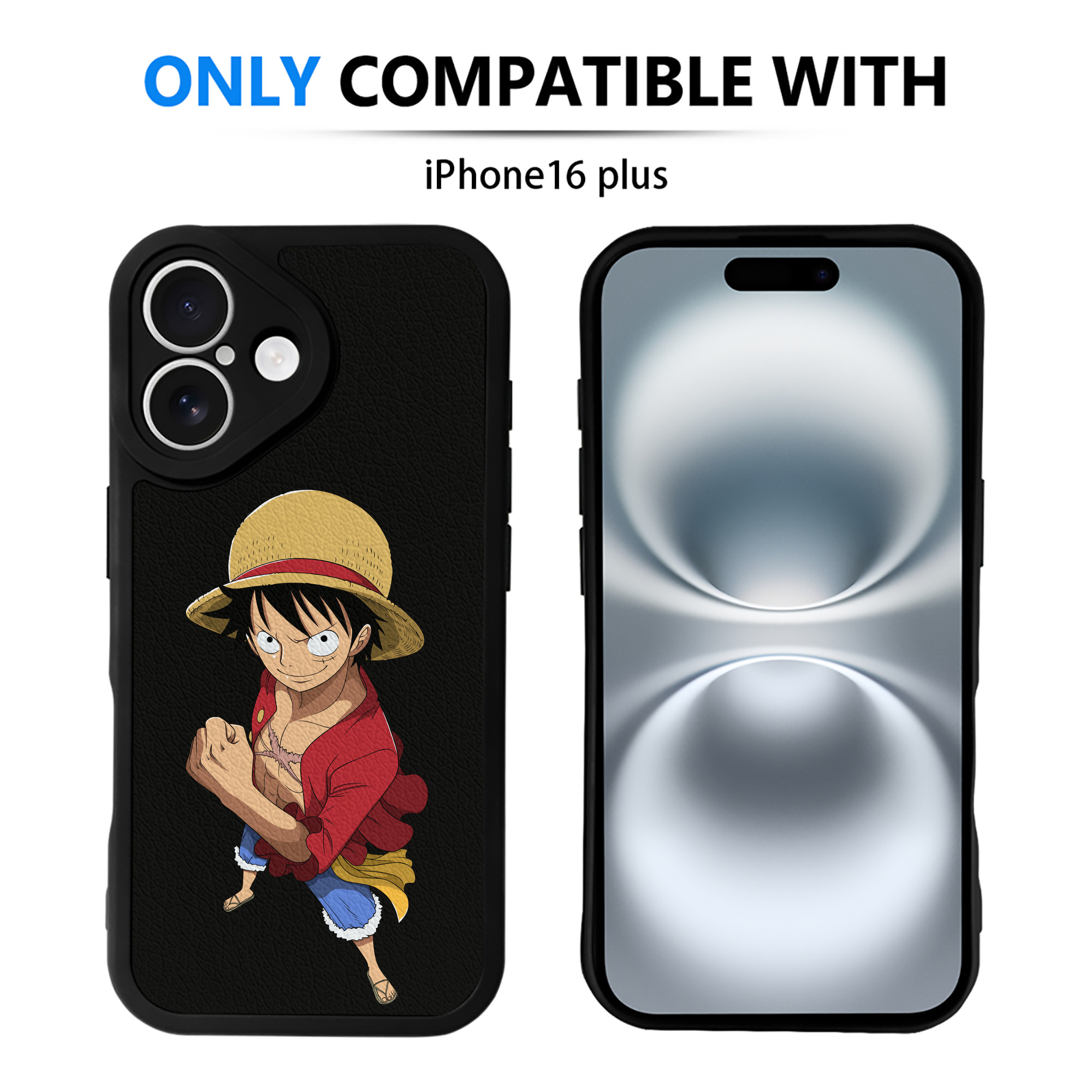 （画像用） ワンピース モンキー・D・ルフィ ONE PIECE Monkey D. Luffy 【iPhone 16シリーズ対応】シリコンスマホケース（レザー調） 材質：シリコン